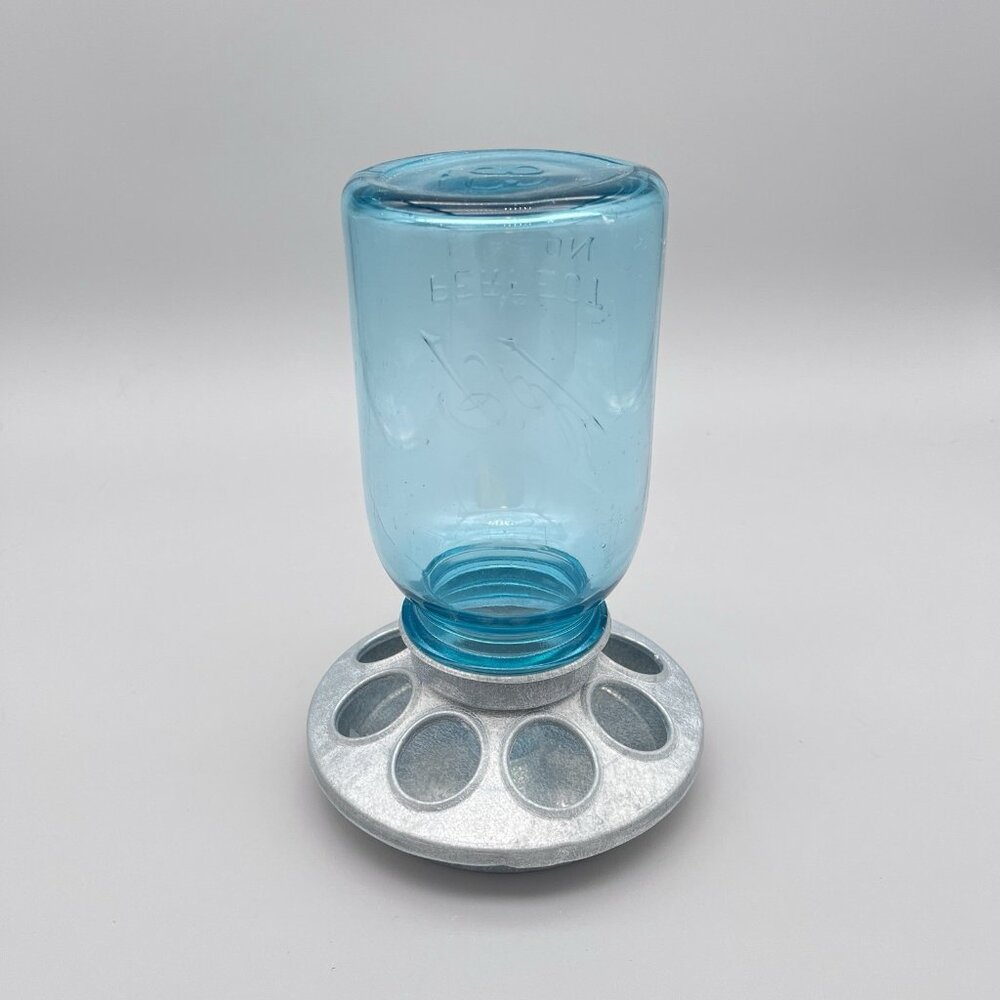 Chicken Feeders 9" Tall Unique Candy Dish Blue Ball Mason Jar Bird Feeder - Picture 4 of 7